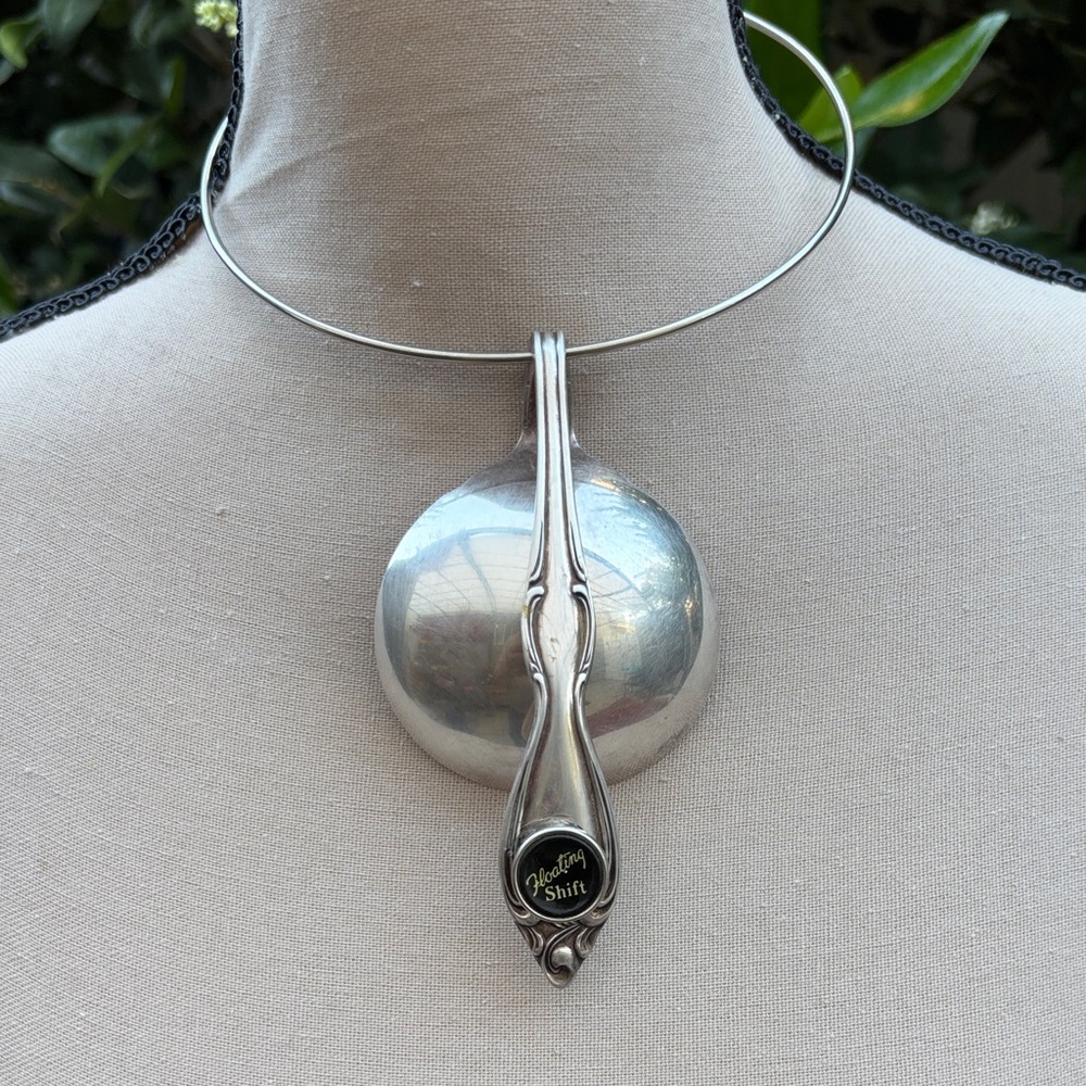Unique Silver-Tone Spoon Pendant Necklace - Silver
